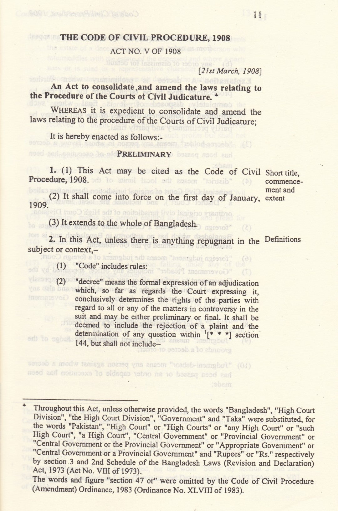 THE CODE OF CIVIL PROCEDURE, 1908
