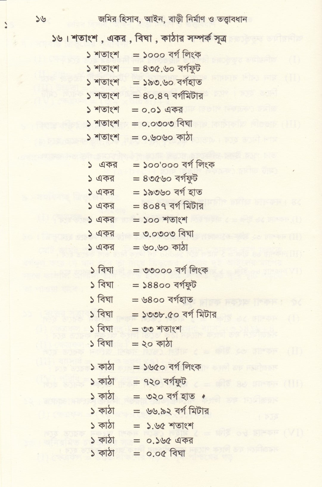 জমির হিসাব, আইন বাড়ী নির্মাণ ও তত্ত্বাবধান