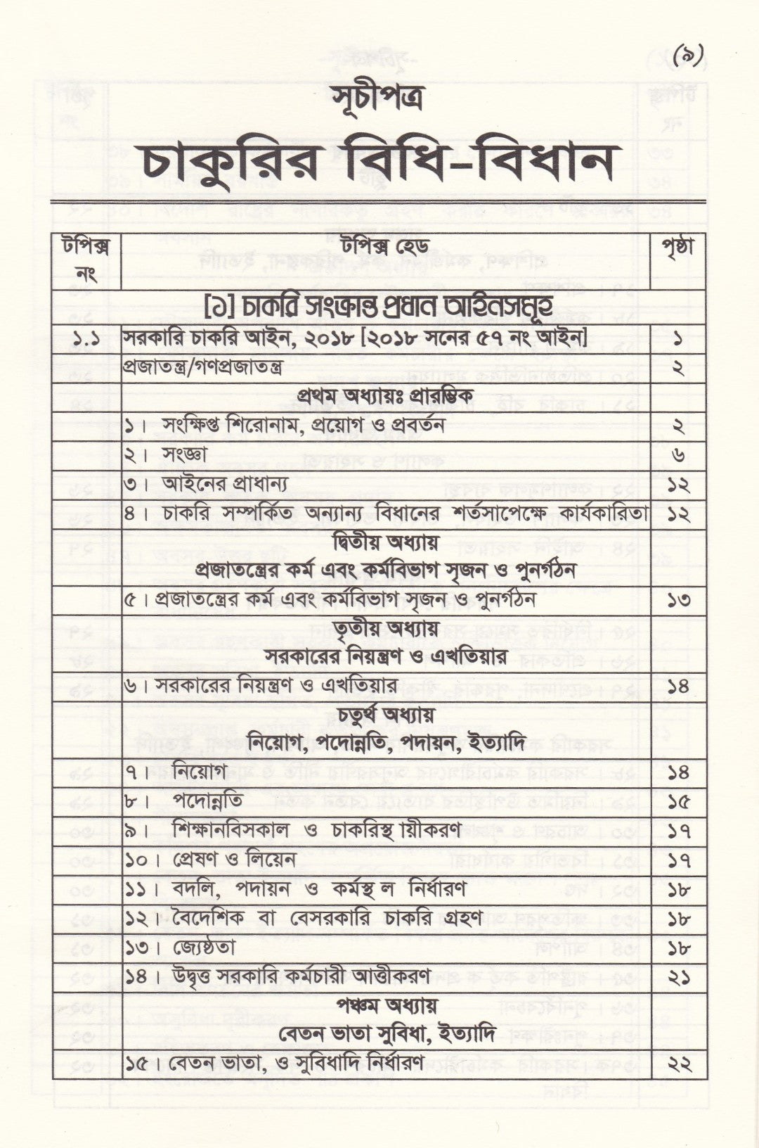 চাকুরীর বিধি-বিধান(সর্বশেষ সংশোধনী অনুসারে বিন্যস্ত)