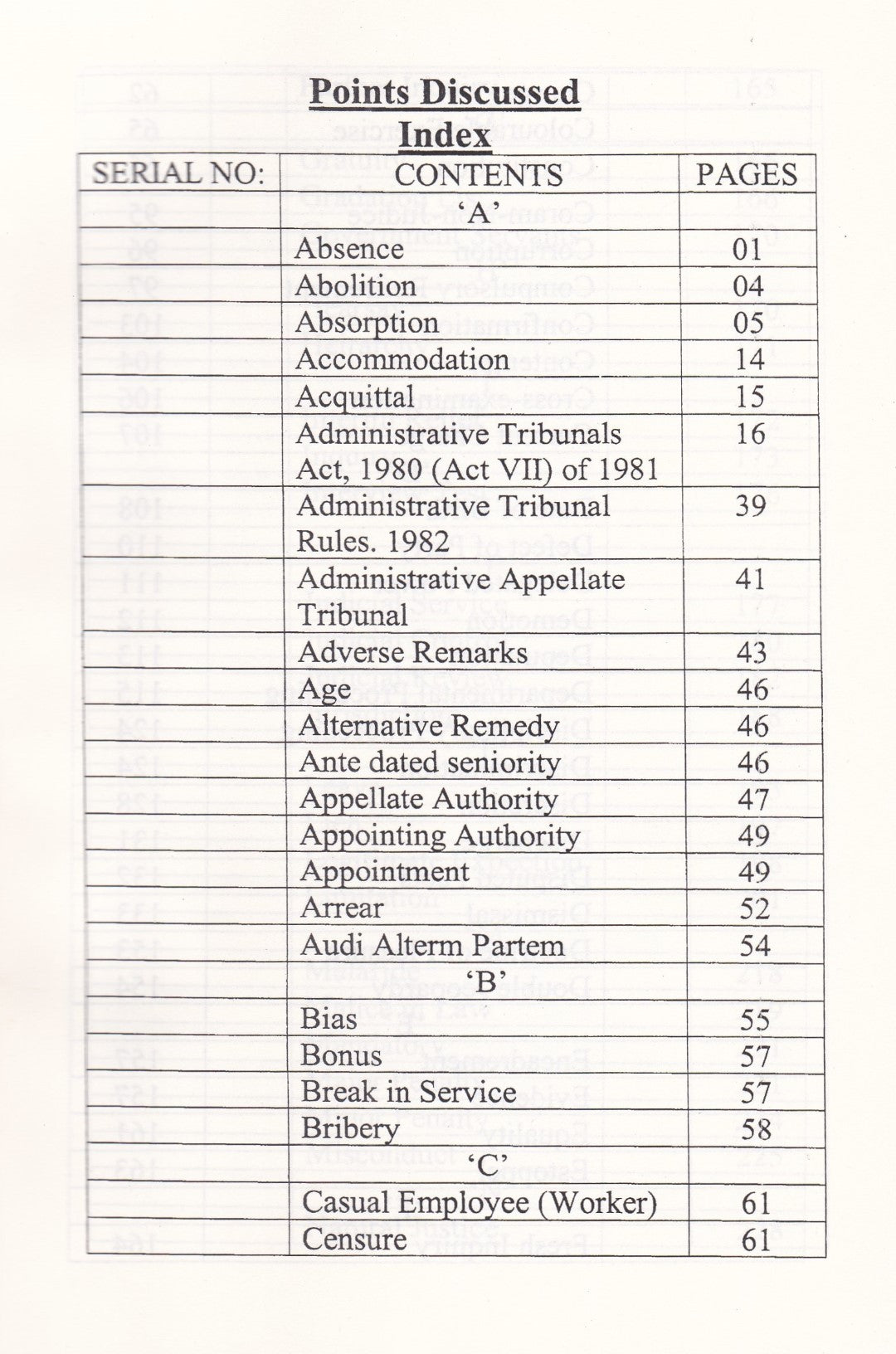 Service Law Ready Reference