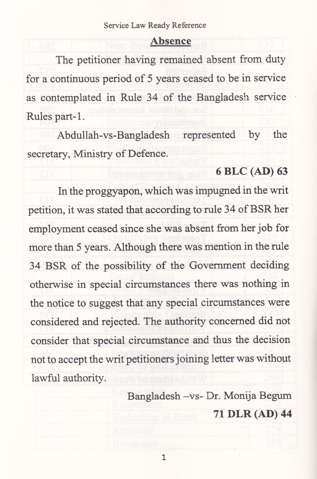 Service Law Ready Reference