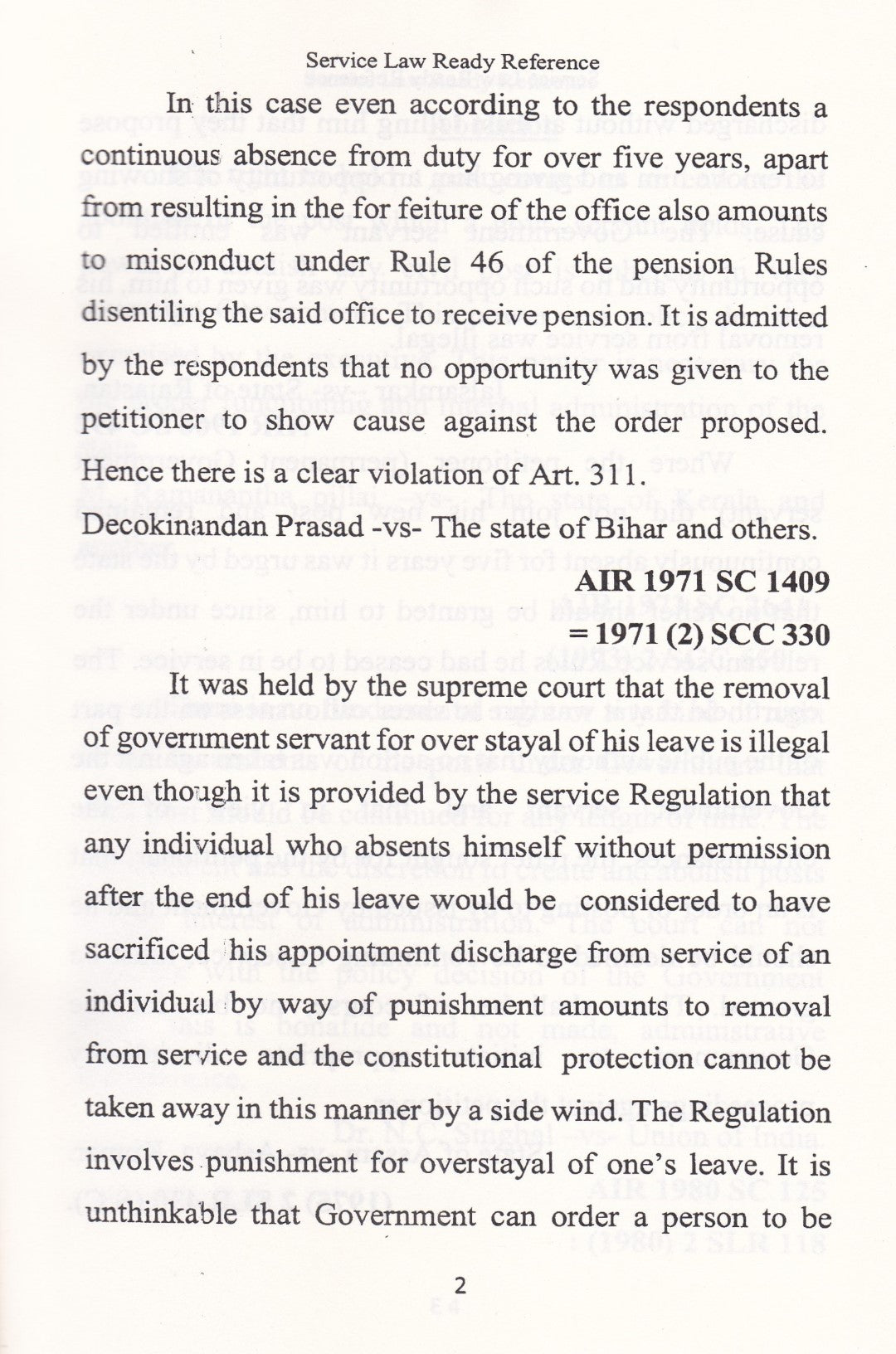 Service Law Ready Reference