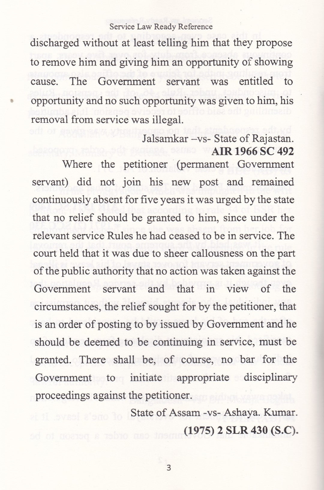 Service Law Ready Reference