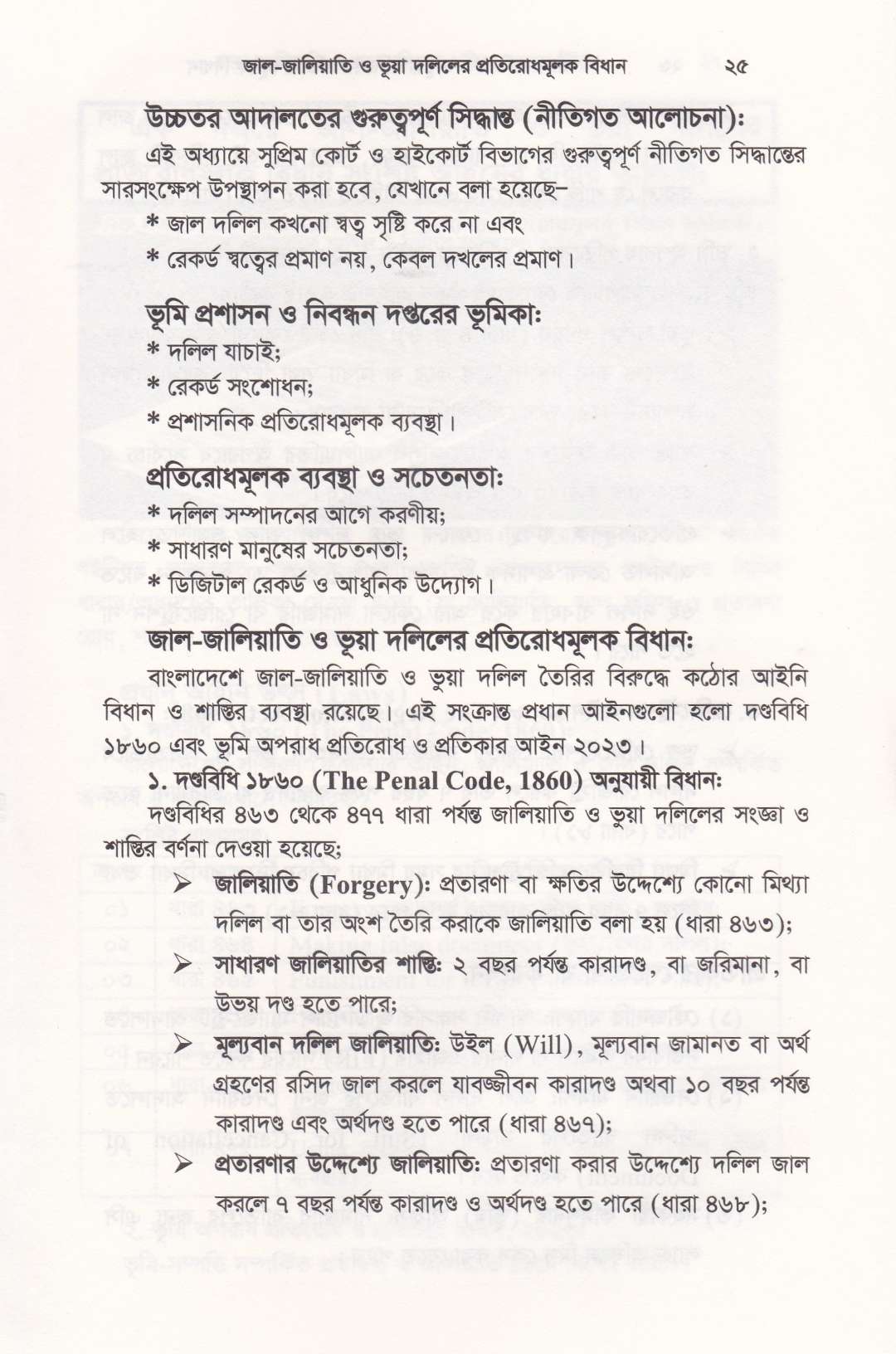 জাল-জালিয়াতি ও ভূয়া দলিলের প্রতিরোধমূলক বিধান