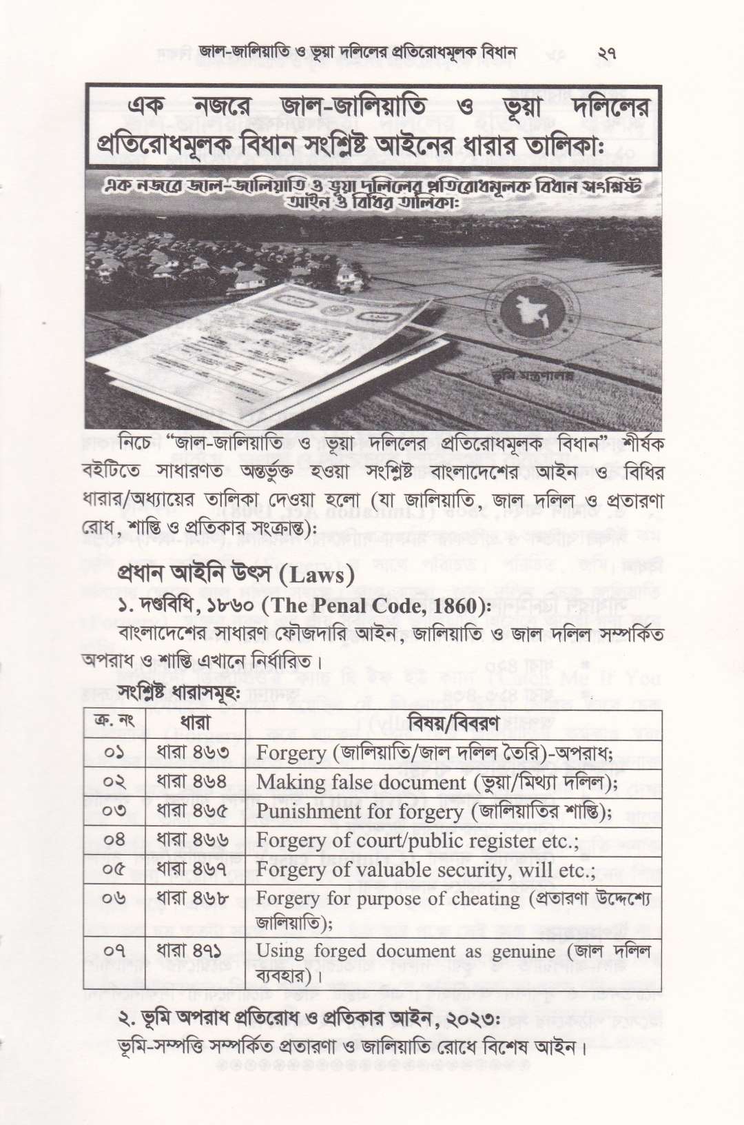 জাল-জালিয়াতি ও ভূয়া দলিলের প্রতিরোধমূলক বিধান