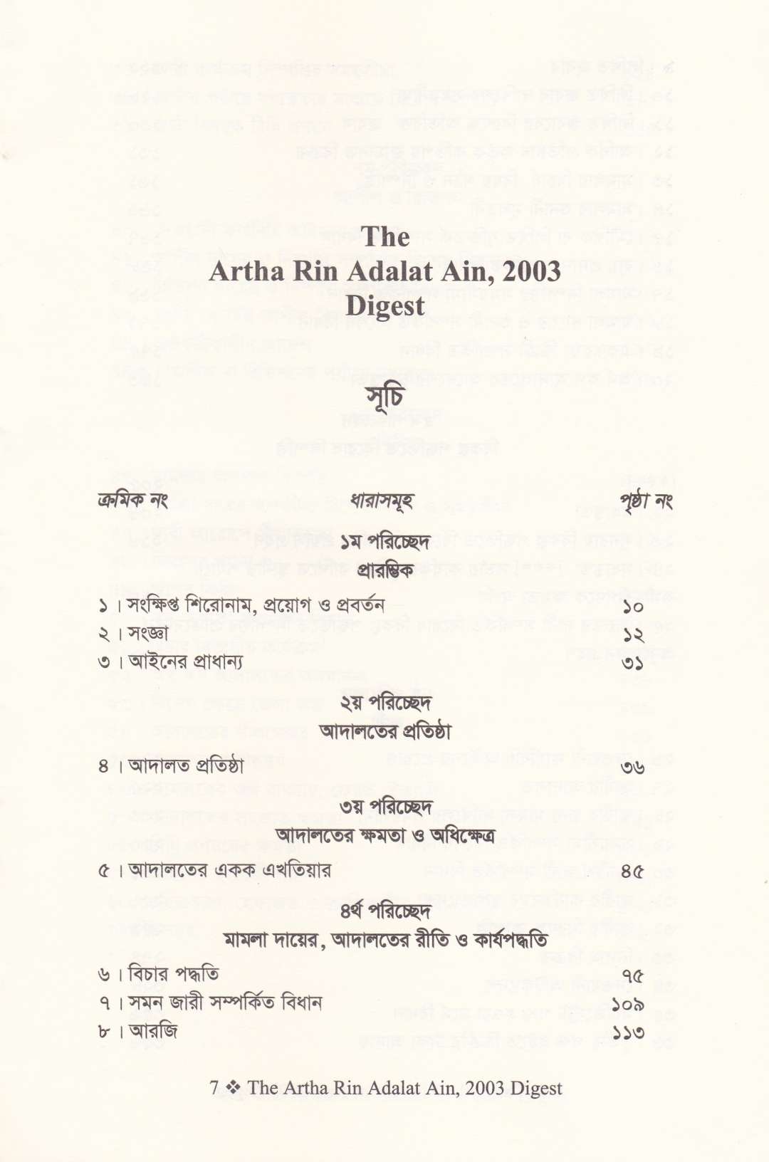 THE ARTHA RIN ADALAT AIN, 2003 DIGEST