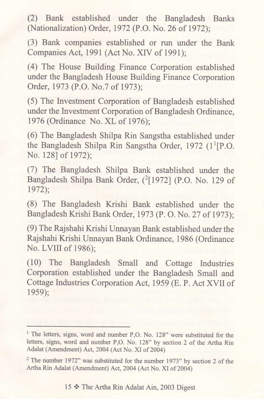 THE ARTHA RIN ADALAT AIN, 2003 DIGEST
