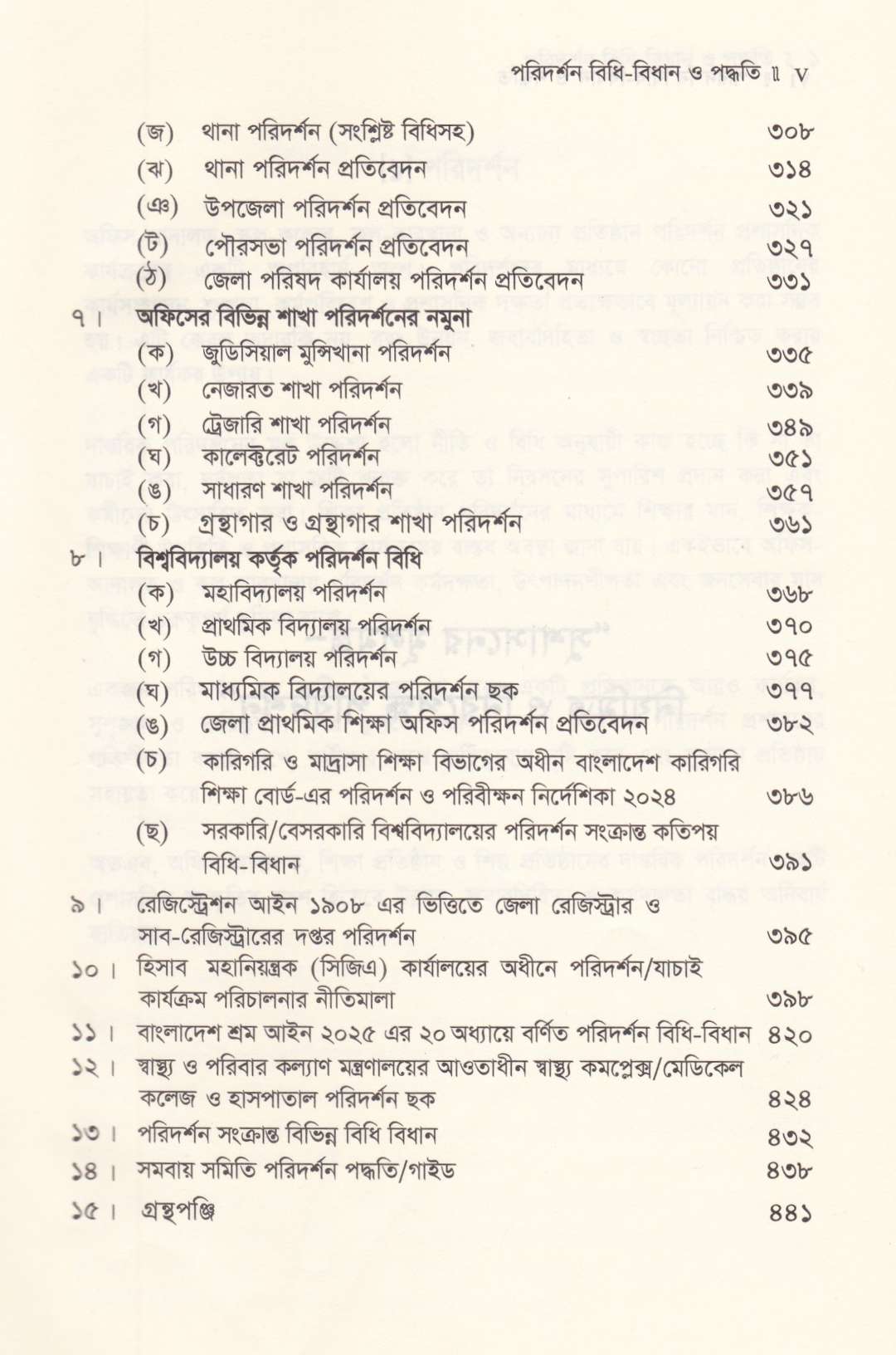পরিদর্শন বিধি বিধান ও পদ্ধতি