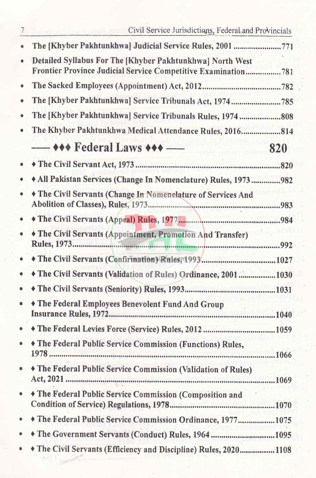 The Manual of Civil Service Laws All Pakistan