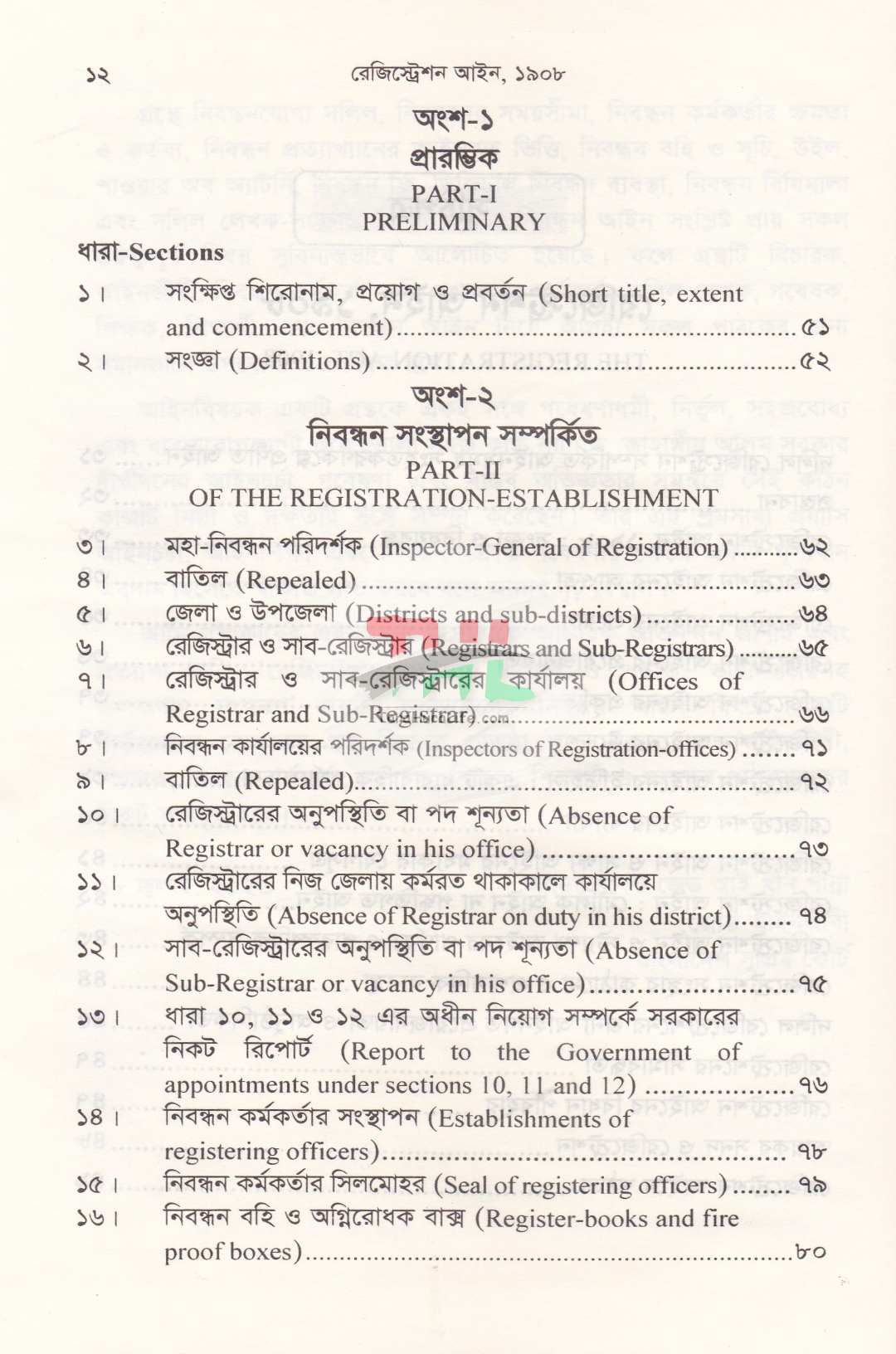 রেজিস্ট্রেশন আইনের প্রয়োগ ও পদ্ধতি