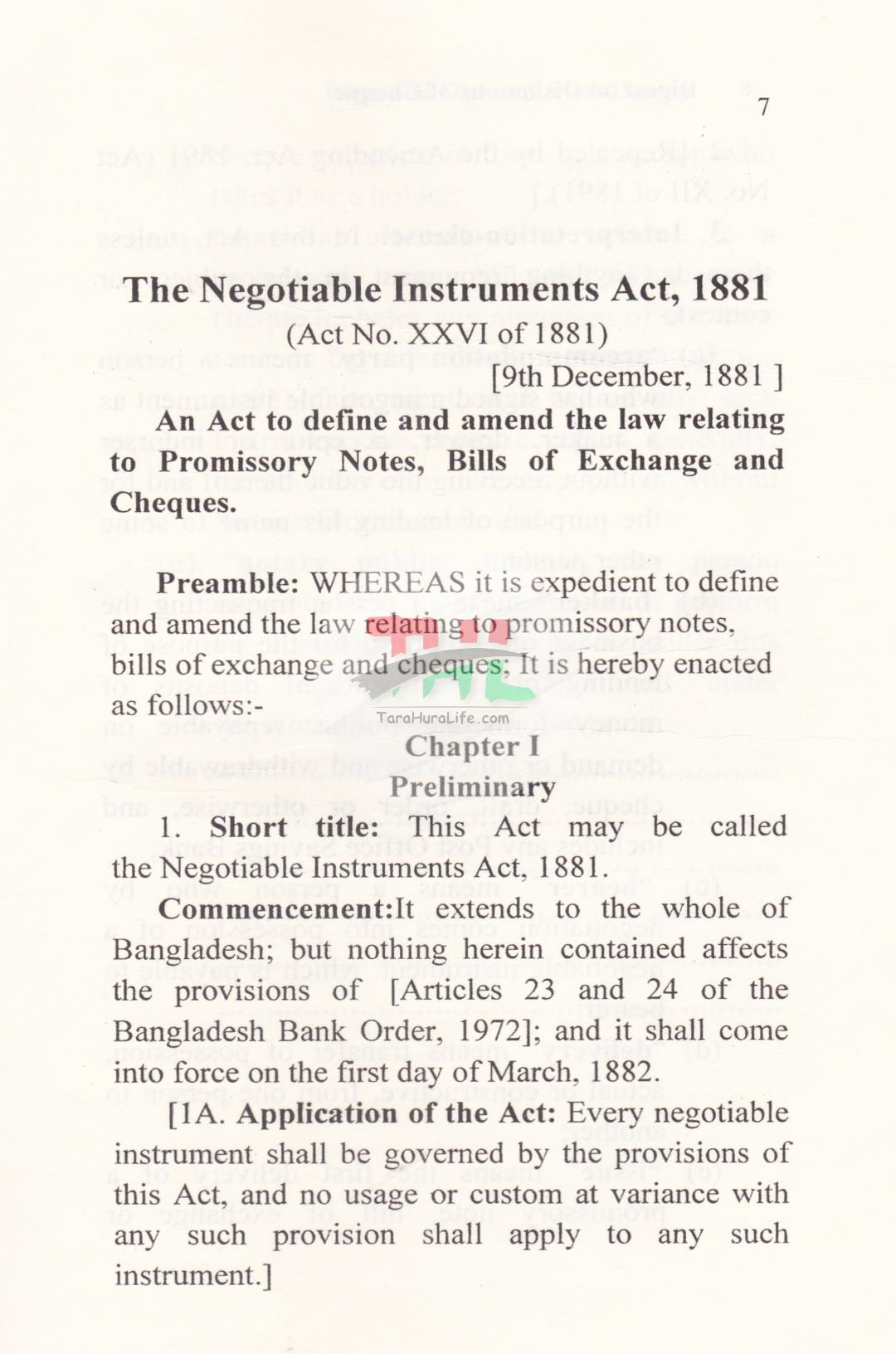 DIGEST ON DISHONOUR OF CHEQUE