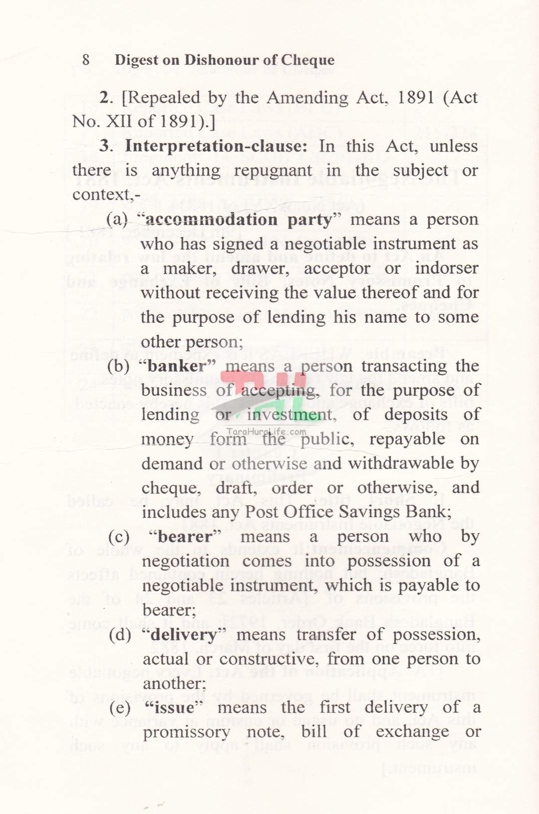 DIGEST ON DISHONOUR OF CHEQUE