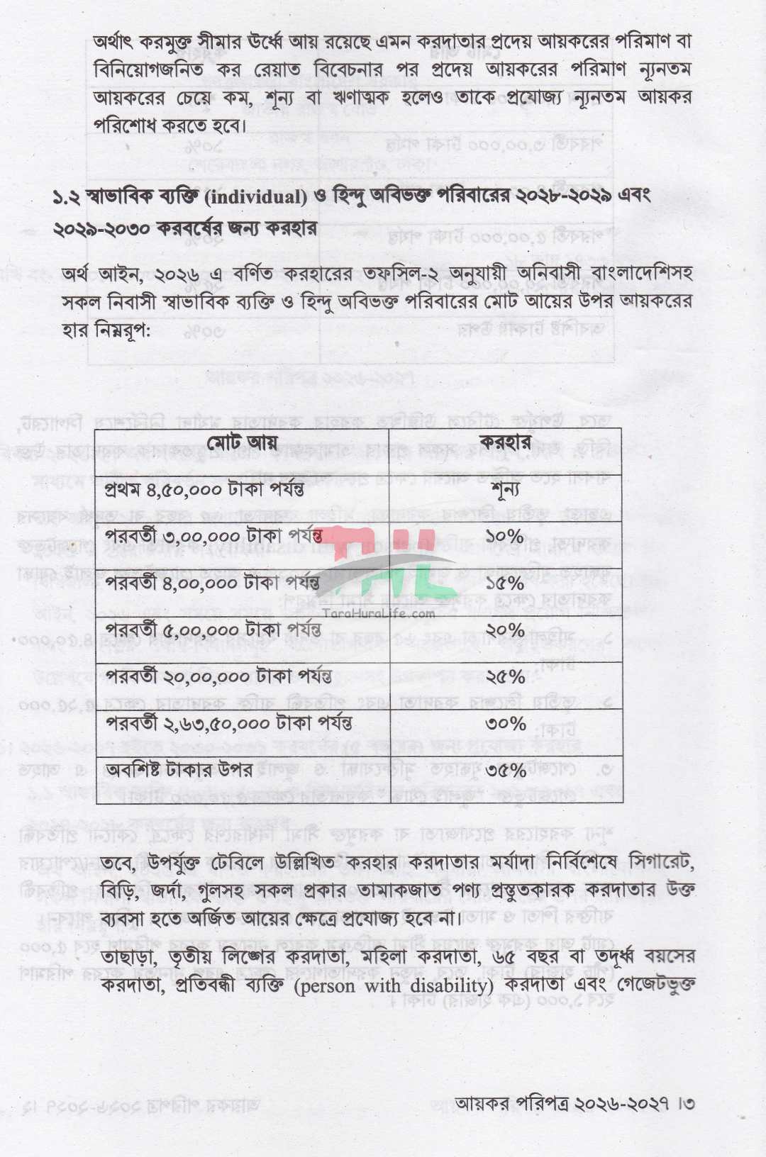 আয়কর পরিপত্র ও নির্দেশিকা ২০২৬-২০২৭