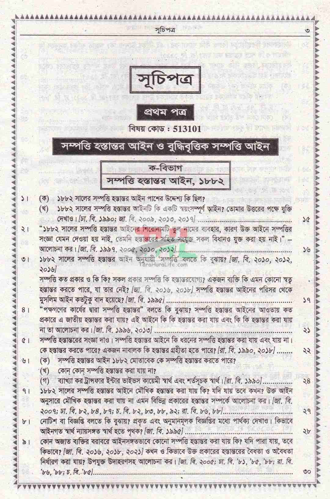 এল এল.বি. ফাইনাল গাইড- (৫৩ বছরের প্রশ্নোত্তরের আলোকে রচিত)