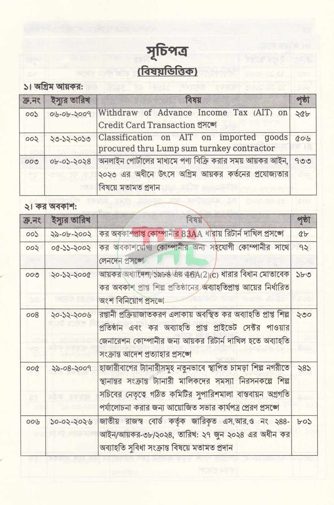 আয়কর আদেশাবলী ও ব্যাখ্যাপত্র সংকল ২০২৬-২০২৭
