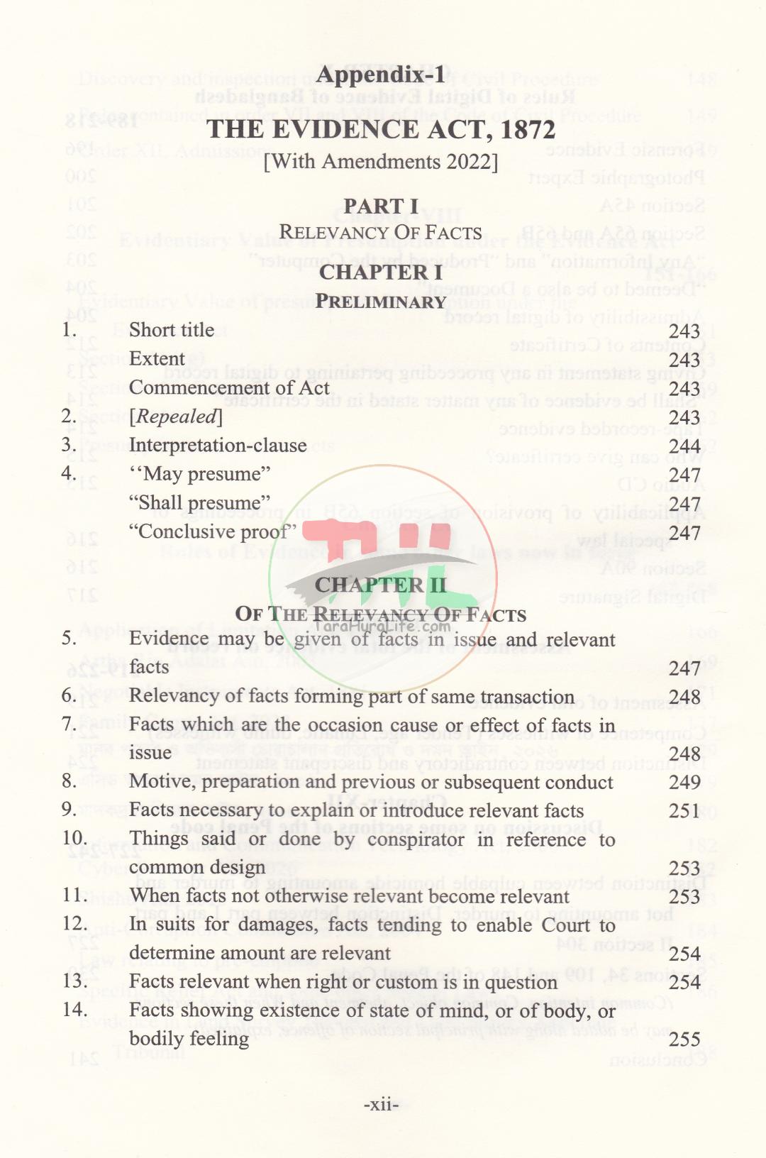 APPLICATION OF EVIDENCE IN DIFFERENT LAWS