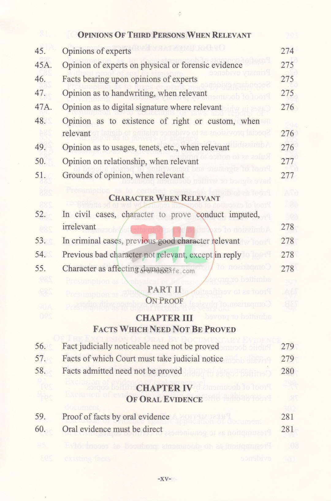 APPLICATION OF EVIDENCE IN DIFFERENT LAWS