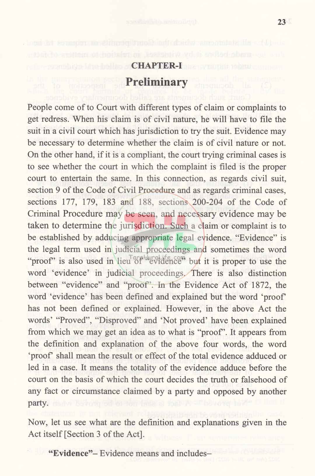 APPLICATION OF EVIDENCE IN DIFFERENT LAWS