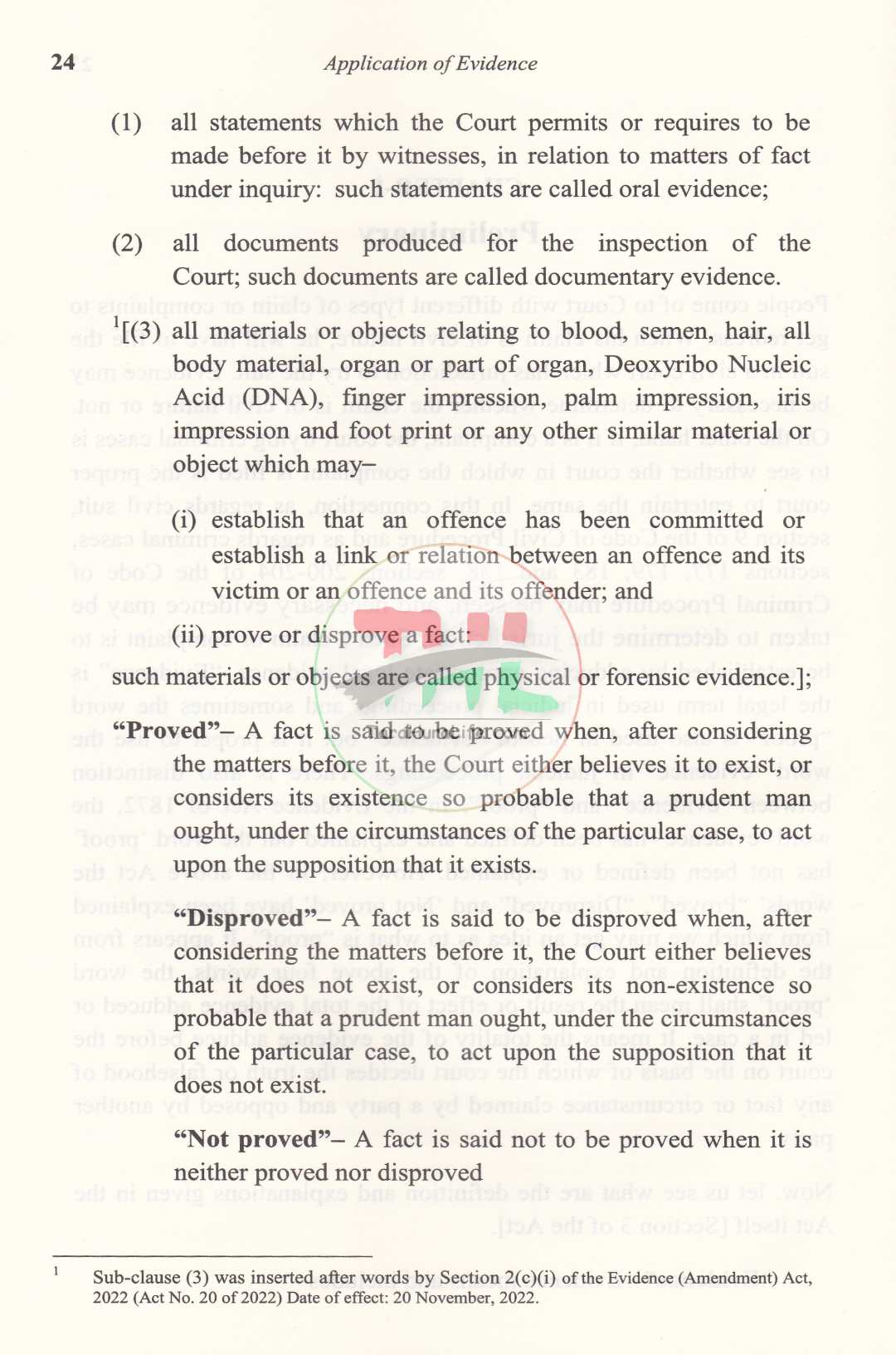 APPLICATION OF EVIDENCE IN DIFFERENT LAWS