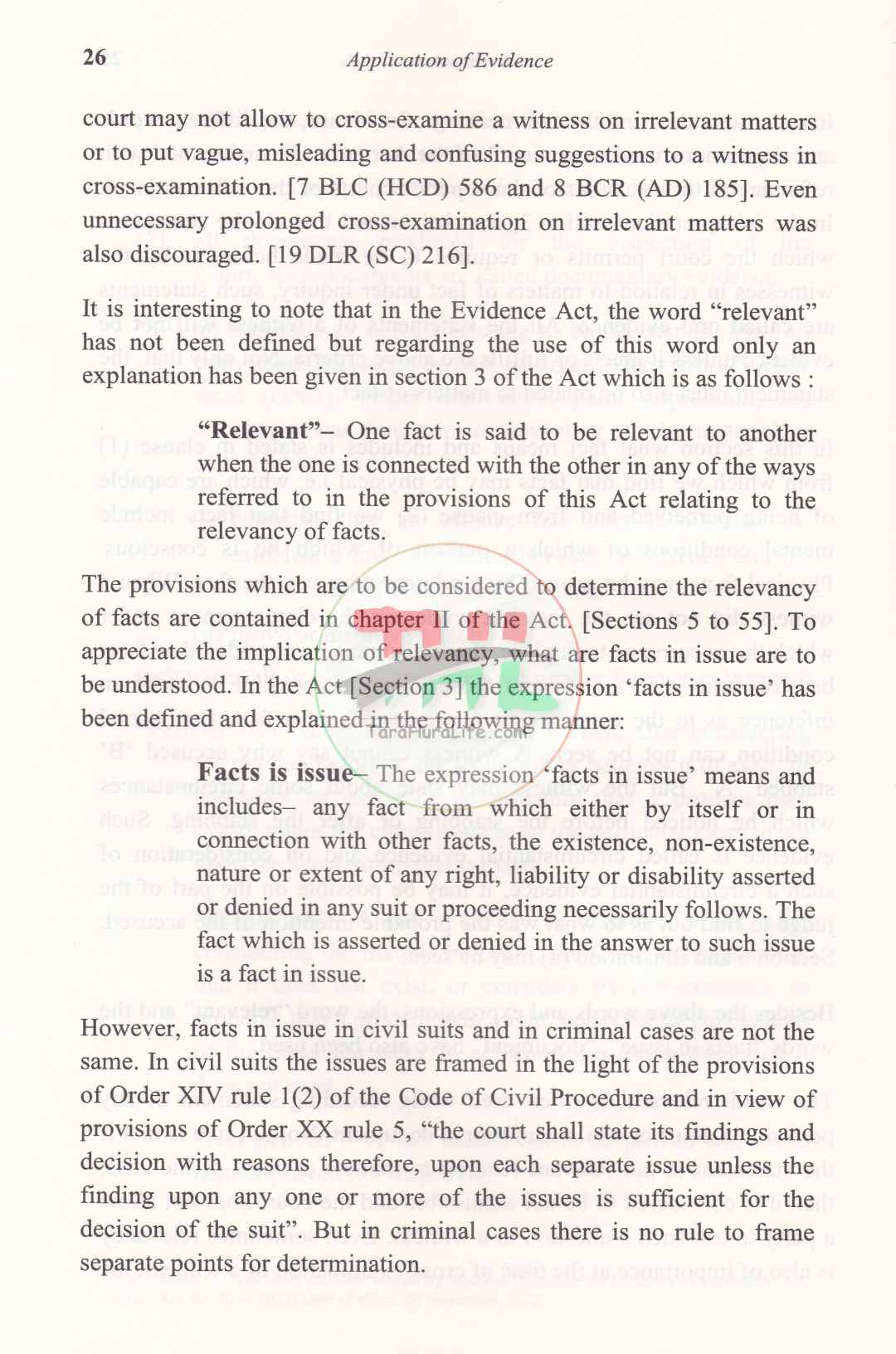 APPLICATION OF EVIDENCE IN DIFFERENT LAWS