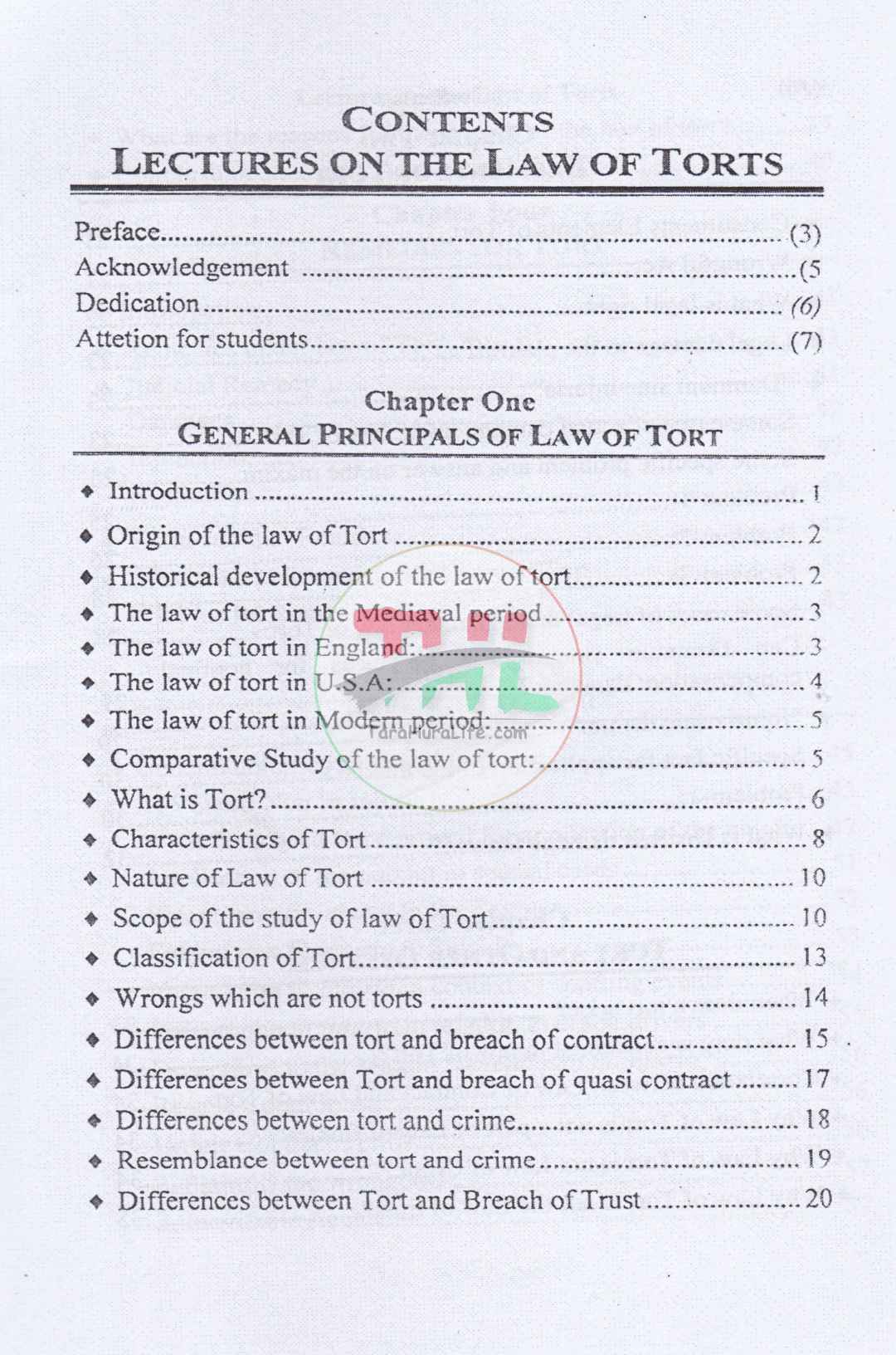 Lectures on The Law of Torts