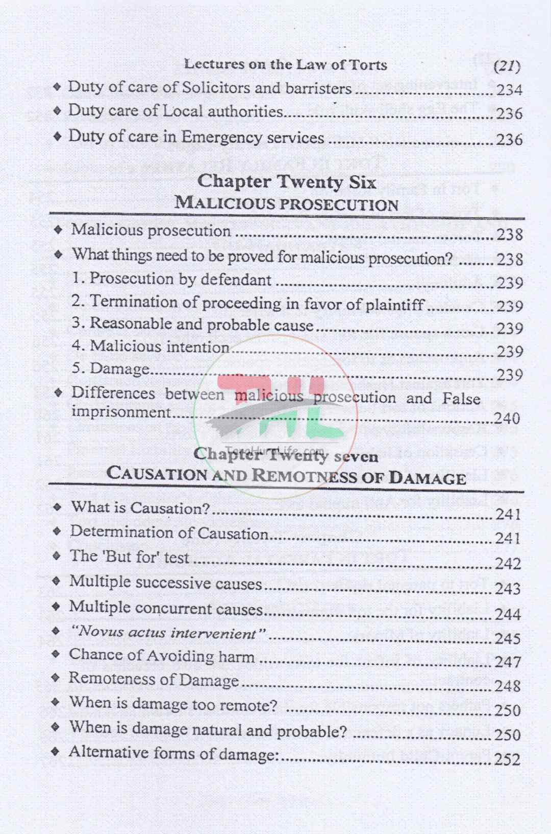 Lectures on The Law of Torts