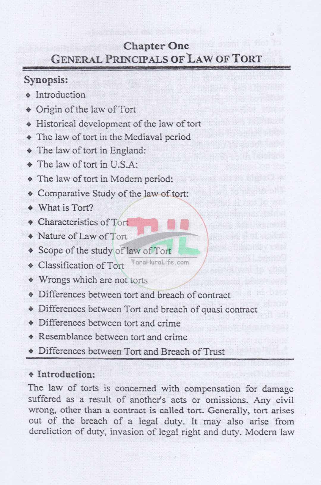 Lectures on The Law of Torts