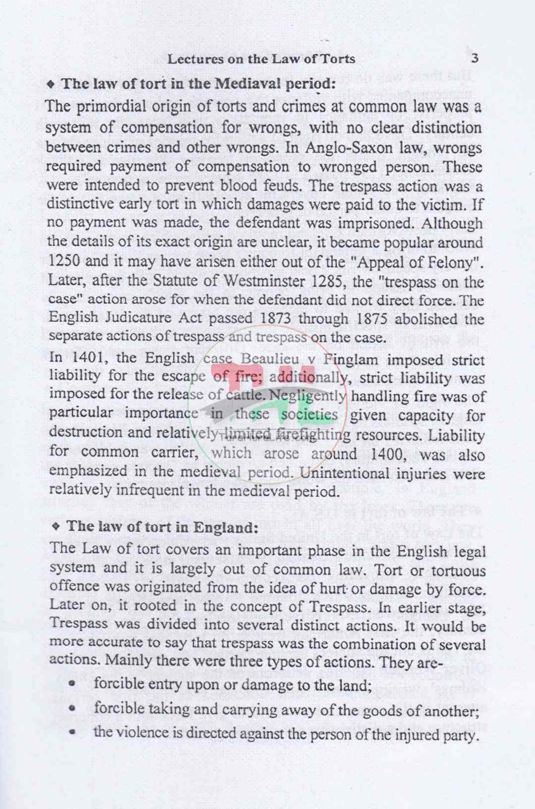Lectures on The Law of Torts