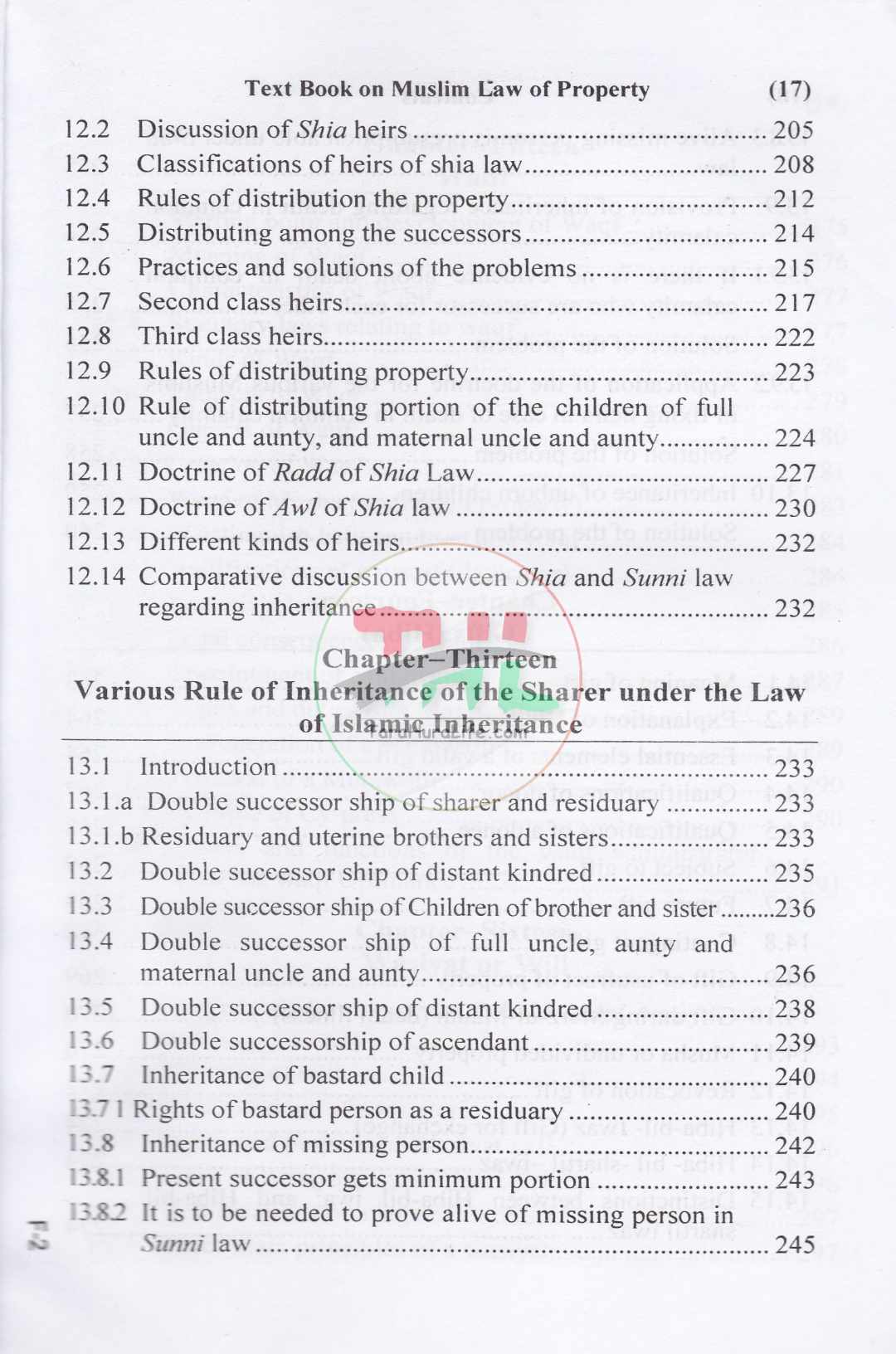 TEXT BOOK ON MUSLIM LAW OF PROPERTY AND SUCCESSION