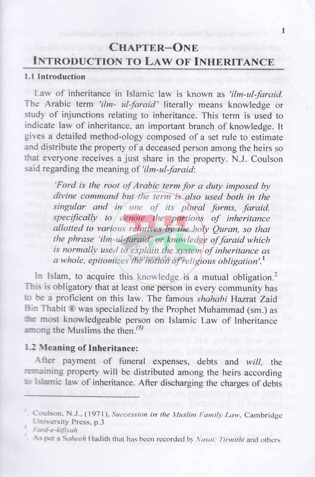 TEXT BOOK ON MUSLIM LAW OF PROPERTY AND SUCCESSION