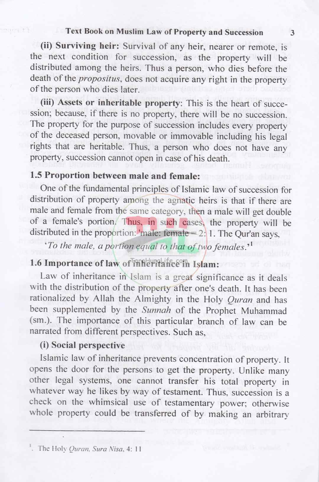 TEXT BOOK ON MUSLIM LAW OF PROPERTY AND SUCCESSION