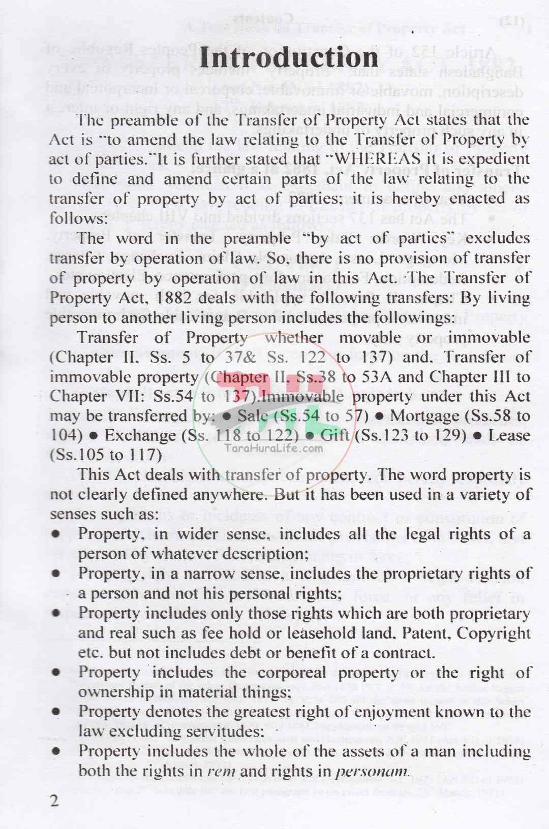 A TEXT BOOK ON TRANSFER OF PROPERTY ACT-1882
