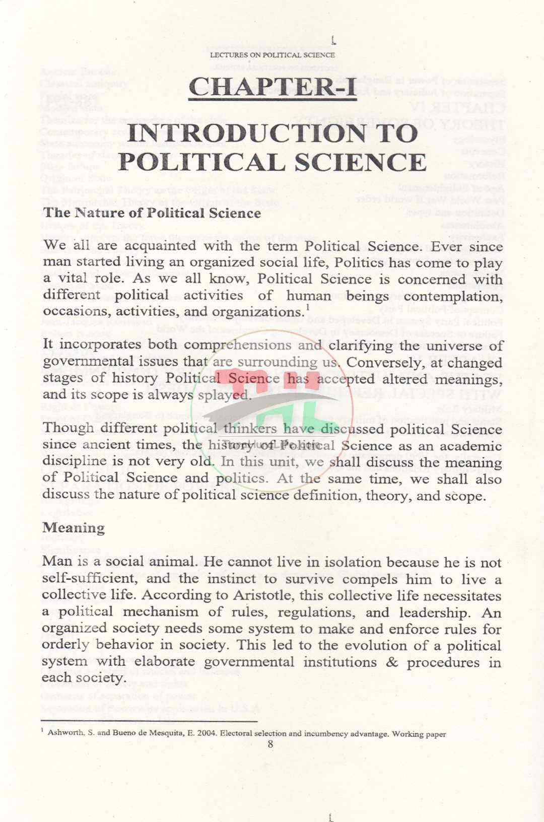 LECTURES ON POLITICAL SCIENCE