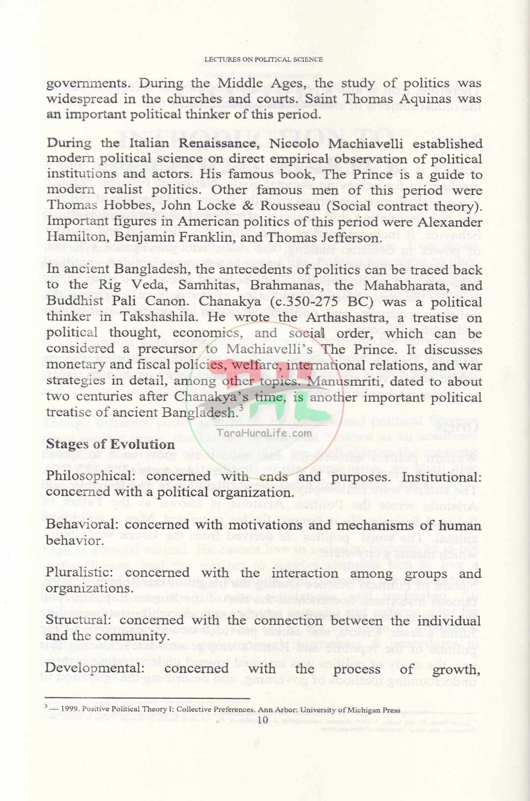 LECTURES ON POLITICAL SCIENCE
