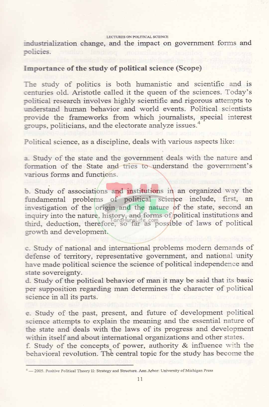 LECTURES ON POLITICAL SCIENCE