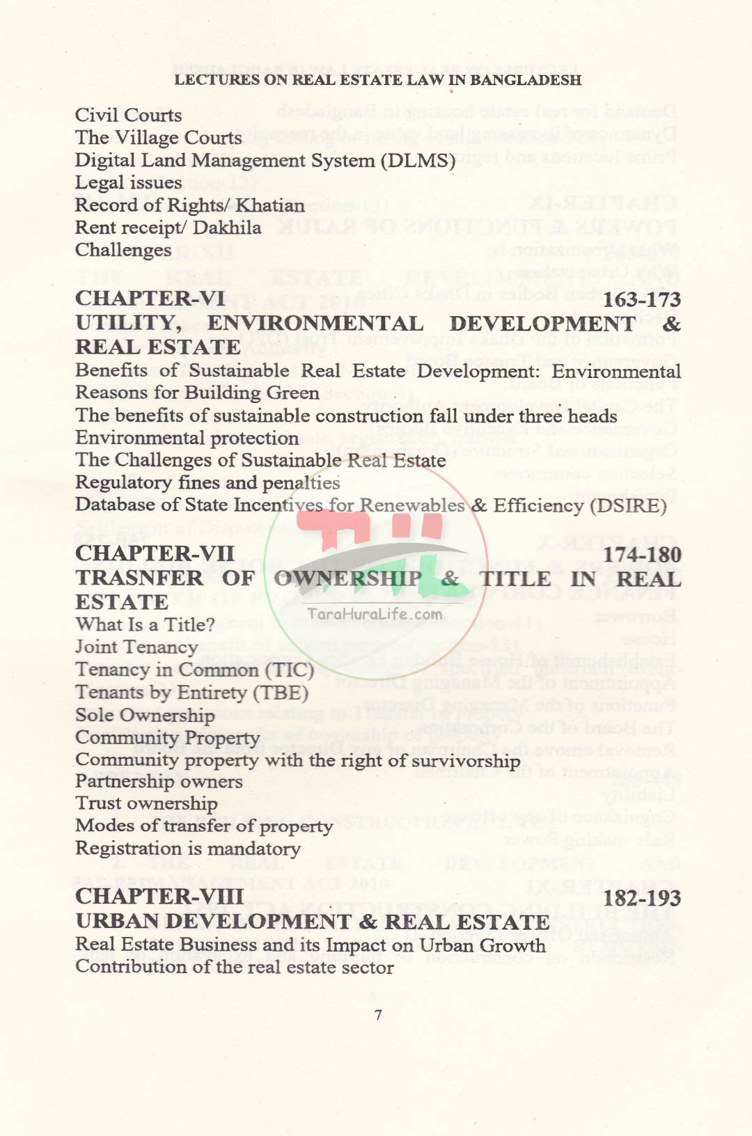 LECTURES ON REAL ESTATE LAW IN BANGLADESH
