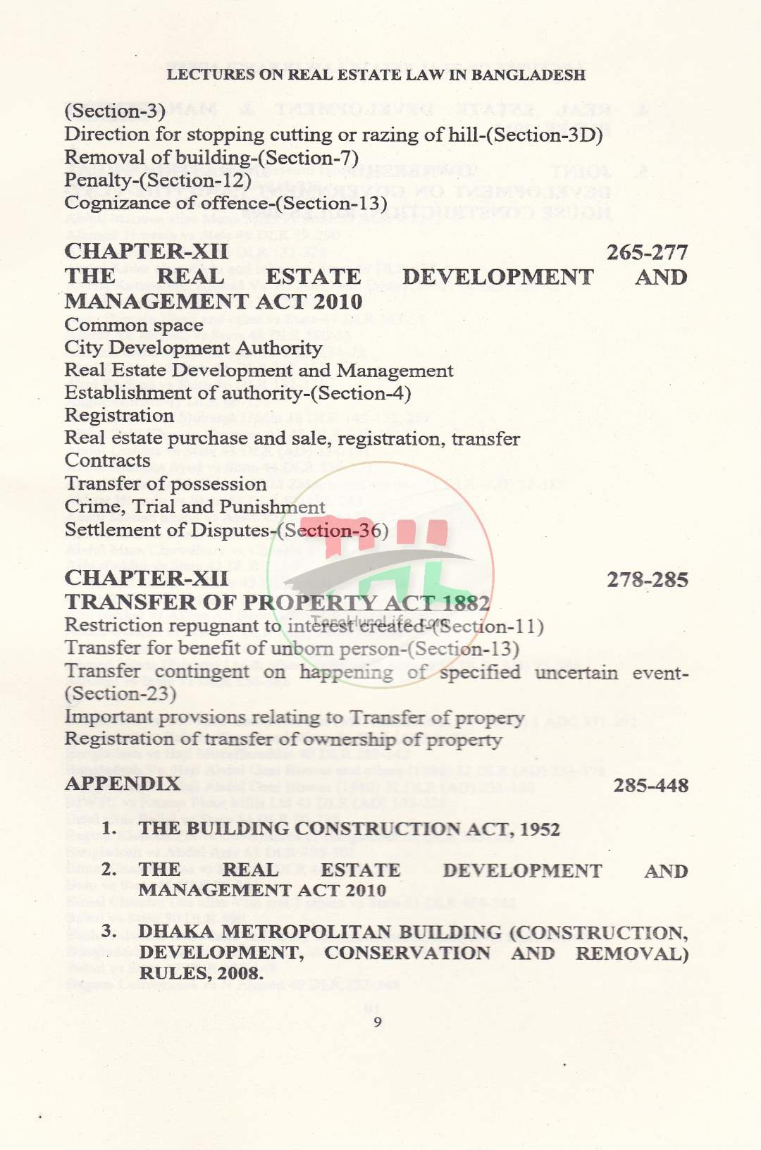 LECTURES ON REAL ESTATE LAW IN BANGLADESH