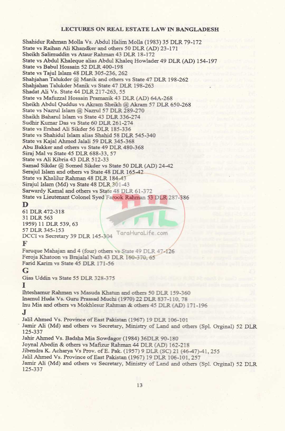 LECTURES ON REAL ESTATE LAW IN BANGLADESH