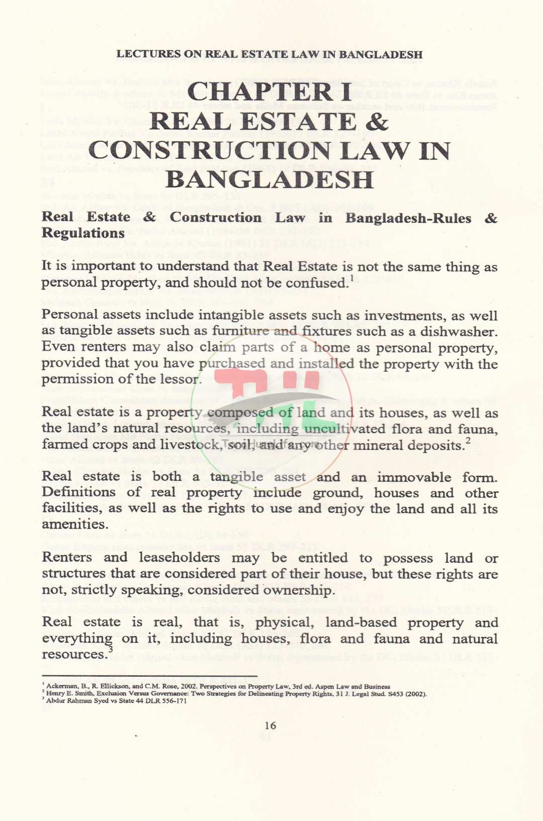 LECTURES ON REAL ESTATE LAW IN BANGLADESH
