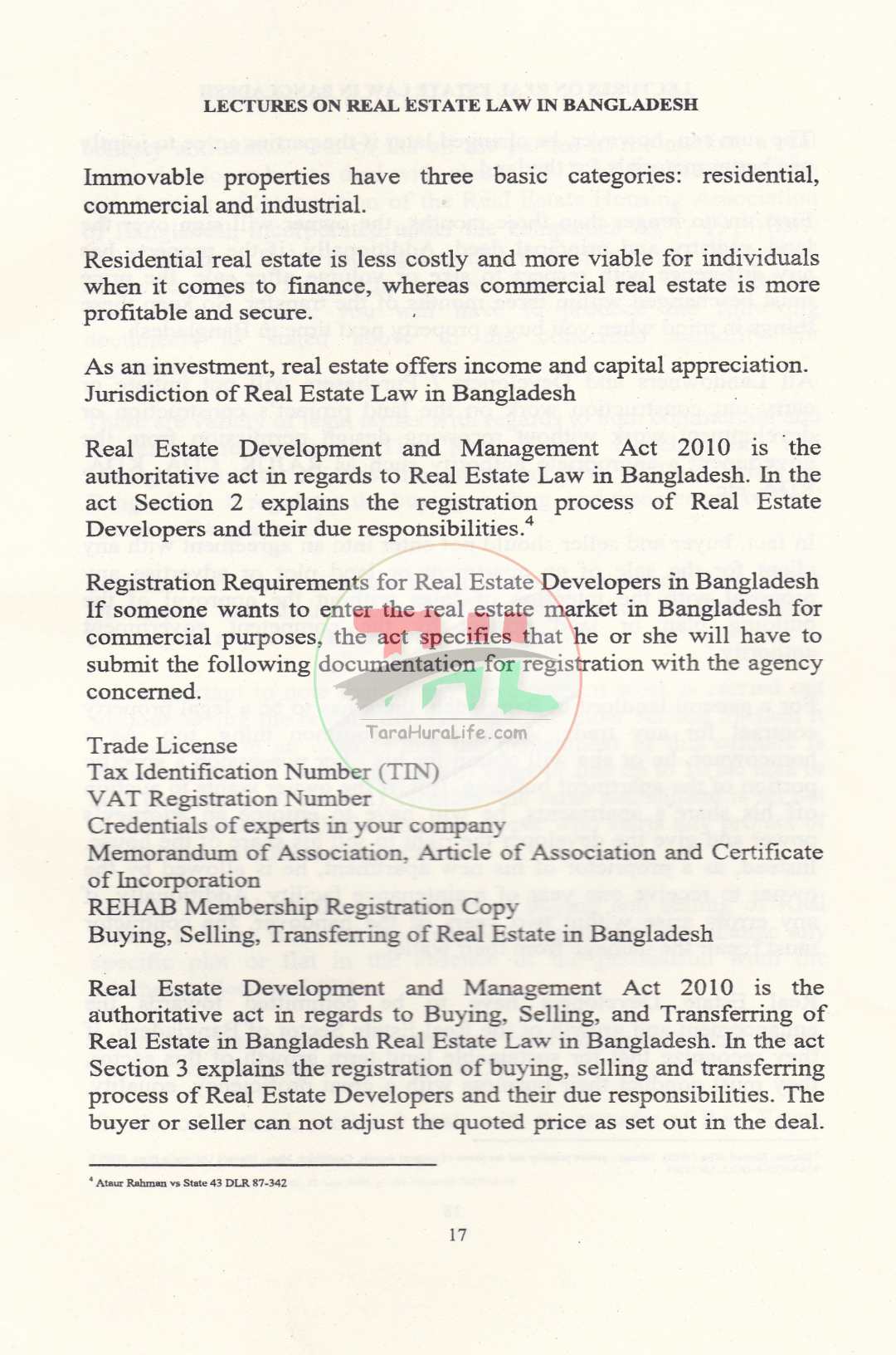LECTURES ON REAL ESTATE LAW IN BANGLADESH
