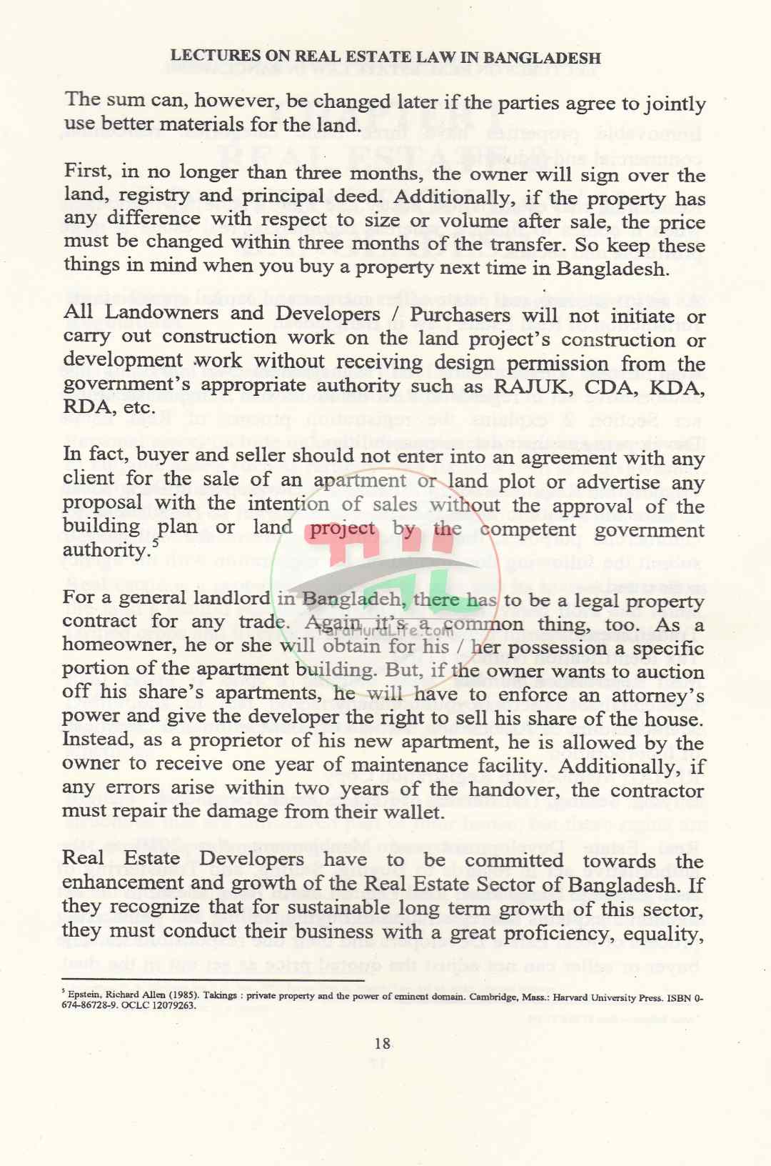 LECTURES ON REAL ESTATE LAW IN BANGLADESH