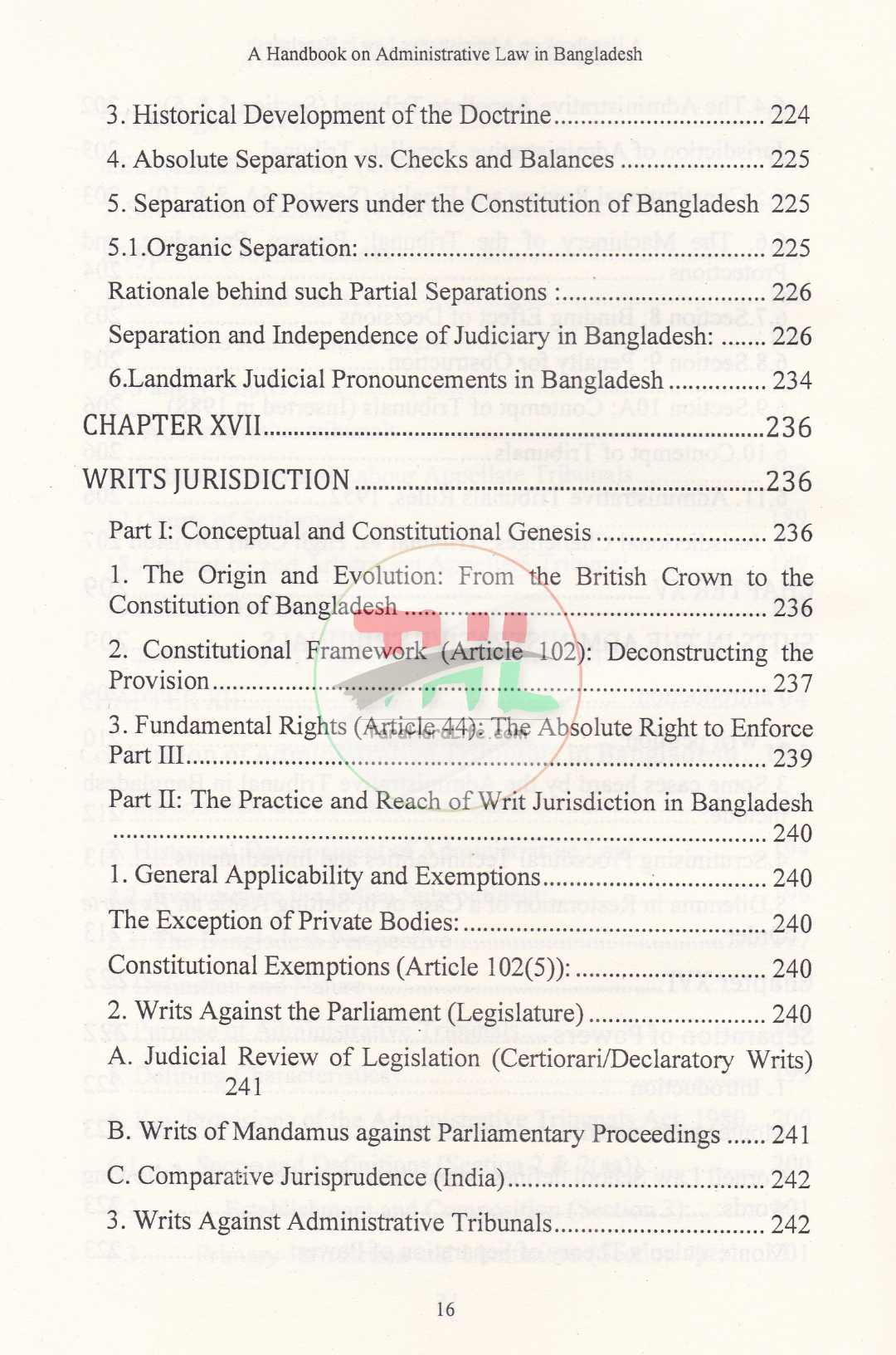 A HANDBOOK ON ADMINISTRATIVE LAW IN BANGLADESH
