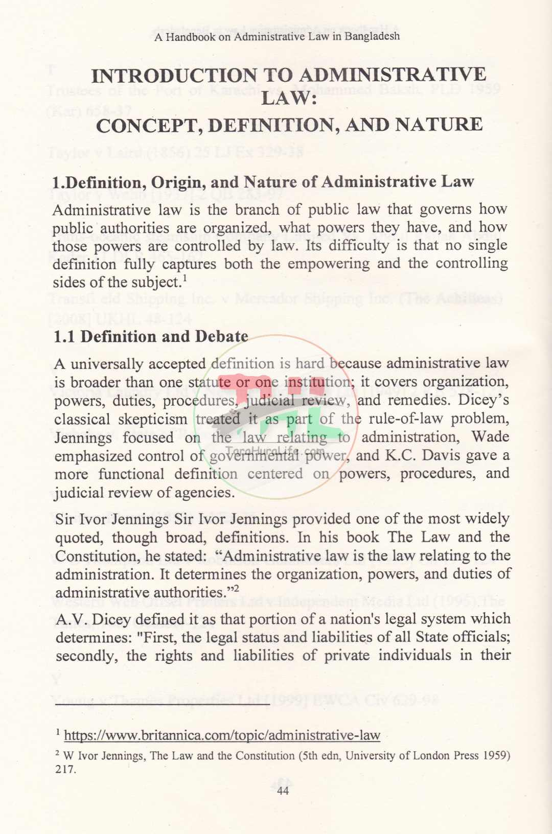 A HANDBOOK ON ADMINISTRATIVE LAW IN BANGLADESH
