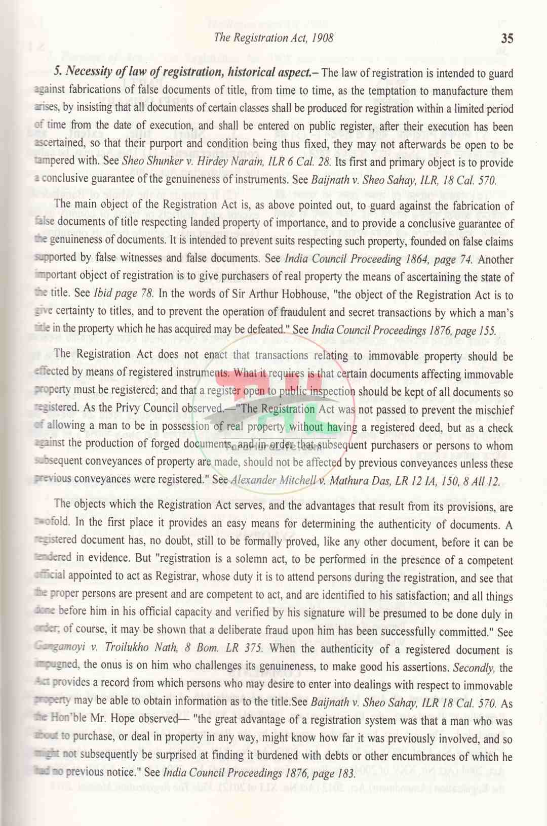 A Commentary on The REGISTRATION ACT