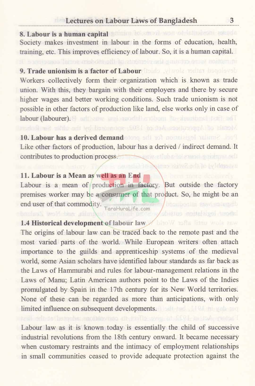 LECTURES ON LABOUR LAWS OF BANGLADESH