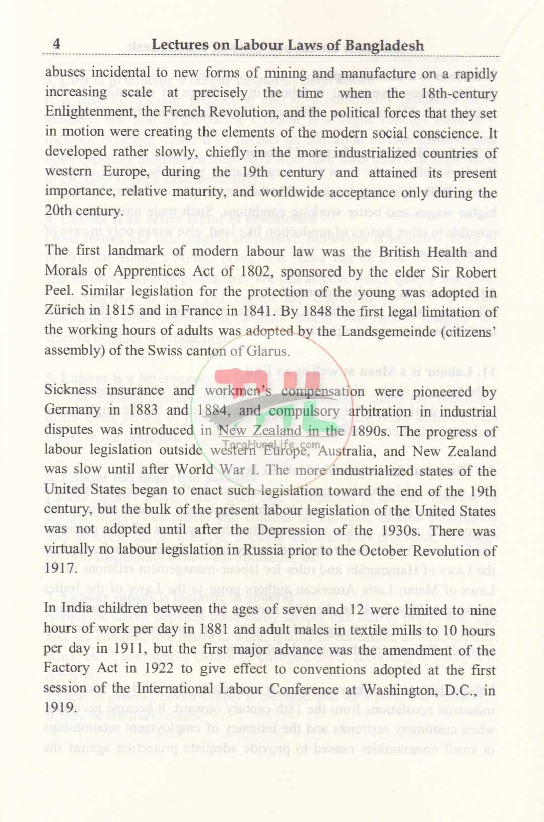 LECTURES ON LABOUR LAWS OF BANGLADESH