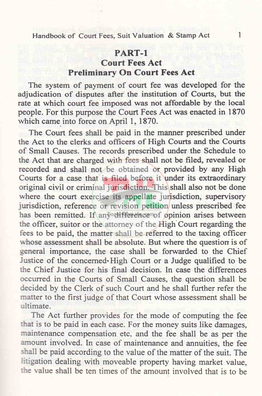 Handbook of Court Fees, Suit Valuation & Stamp Act