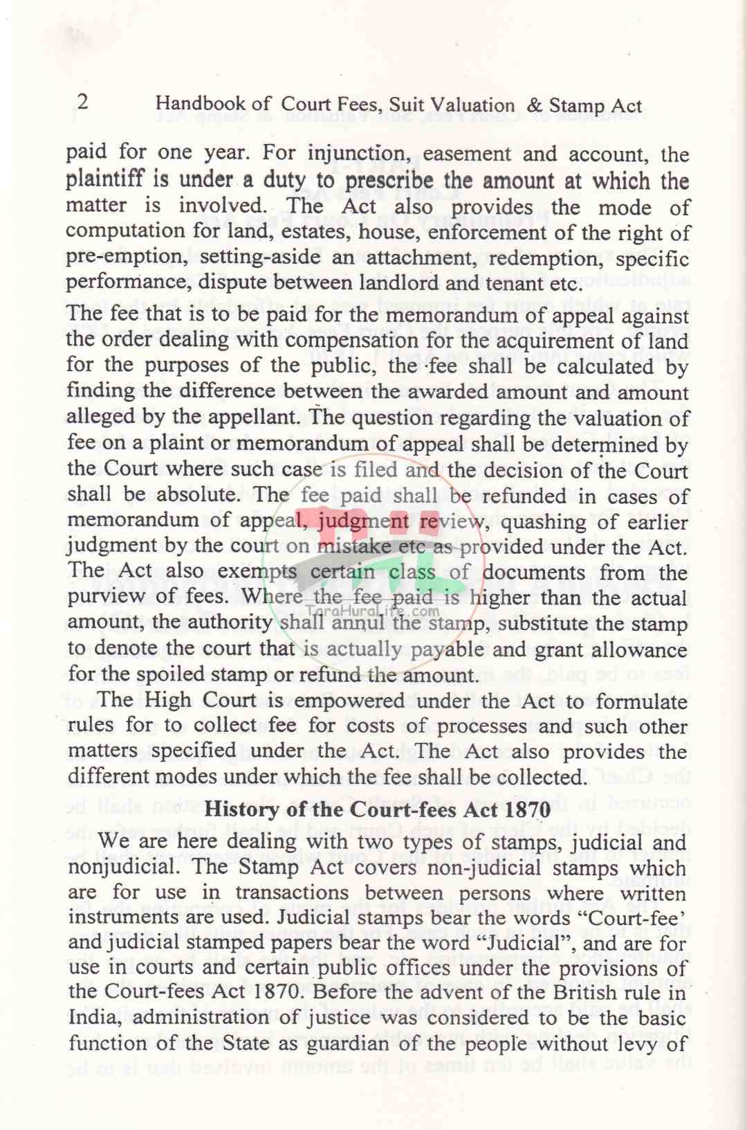 Handbook of Court Fees, Suit Valuation & Stamp Act