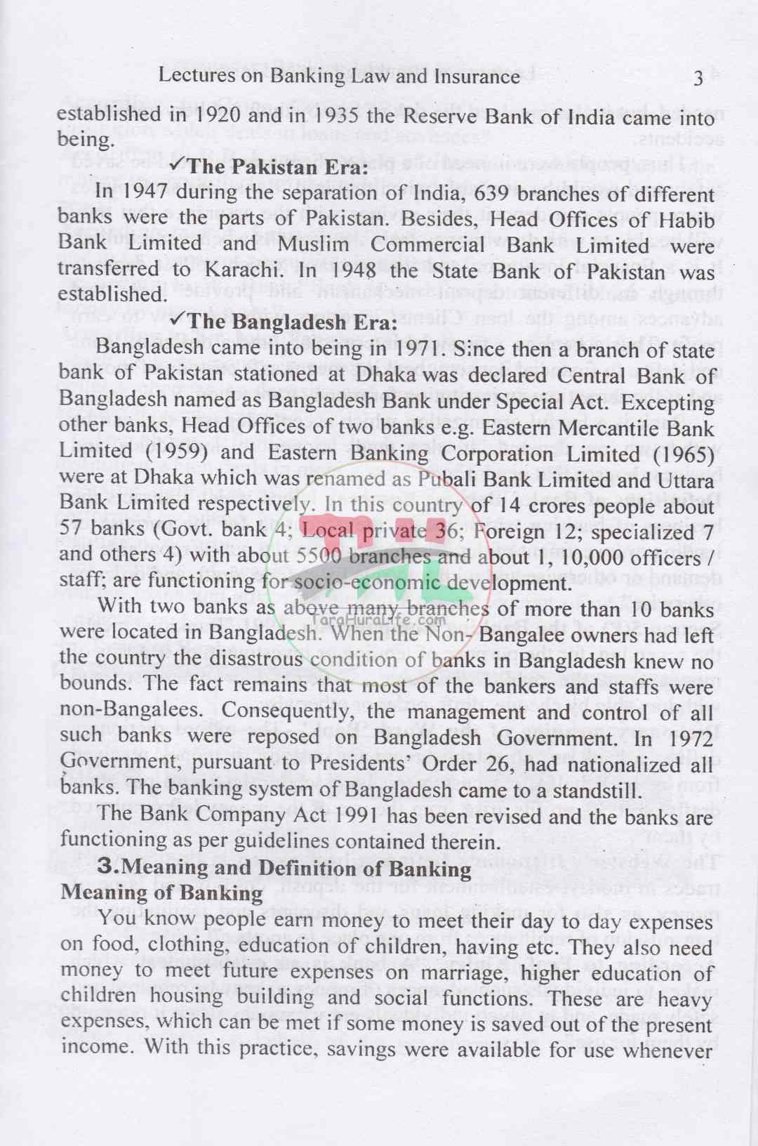 Lectures on Banking Law & Insurance