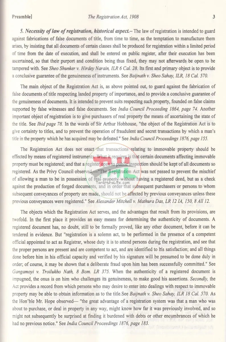 A Commentary on The REGISTRATION ACT Law Books